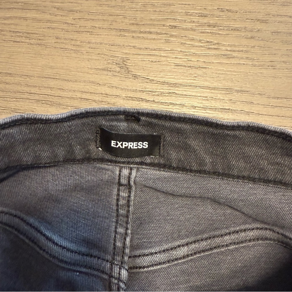 Express Black Denim Slim Super High Rise Front Seam Jeans Sz 6R 90's Punk Rock - Picture 4 of 10